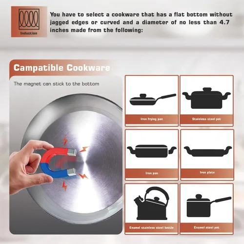 Miniatura 6 de Empava Placa Caliente de Inducción Portátil para Cocinar, Estufa Eléctrica de Encimera con un solo quemador, 3 modos preestablecidos, superficie