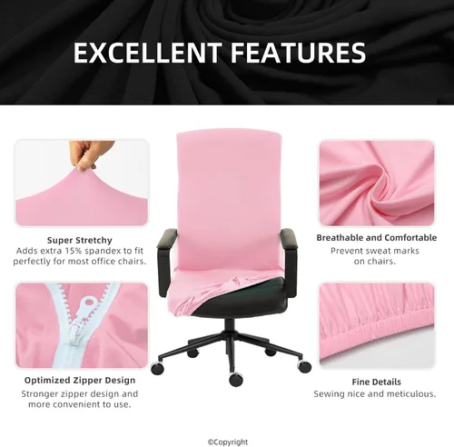Miniatura 2 de Funda elástica para silla de computadora con cremallera duradera, funda protectora extraíble lavable universal para silla de escritorio de oficina