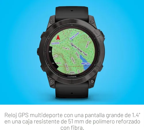 Miniatura 5 de Garmin fēnix 7X Pro Sapphire Solar, reloj inteligente GPS multideportivo, linterna integrada, capacidad de carga solar, color negro 2-Titanio DLC