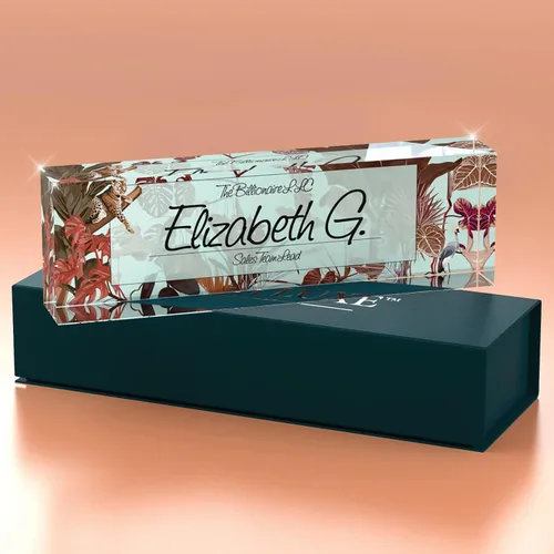Miniatura 3 de Placa de nombre personalizada para escritorio, placas de nombre personalizadas para escritorio, 2½ x 8 pulgadas, acrílico grueso cristalino, caja
