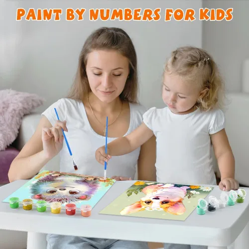 Miniatura 2 de QEUOYSS 4 pinturas por números para niños de 8 a 12 años, juego de pintura DIY para niñas, niños, adultos, manualidades principiantes para niñas