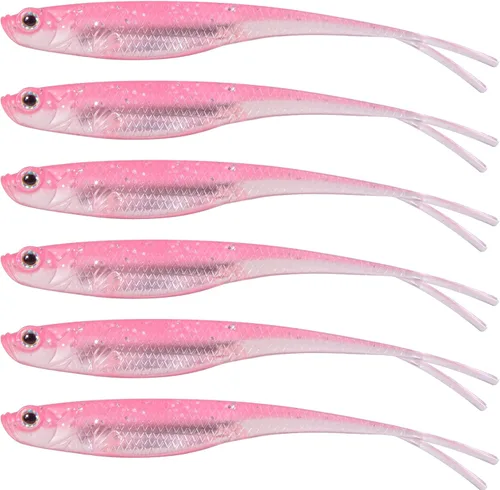 Dr.Fish Señuelos de plástico suave, cebos de cola de horquilla suaves, cebos de natación suaves Jerk Shad de 3 a 4-3/4 pulgadas, cebos de pesca de