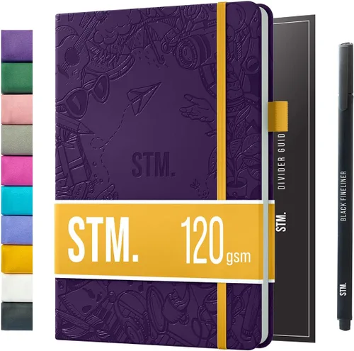 Miniatura 40 de Cuaderno de diario con puntos y cuadrícula A5 Cuadernos diarios en blanco para escritura personal, trabajo, mujeres Papel grueso de 120gsm, tapa