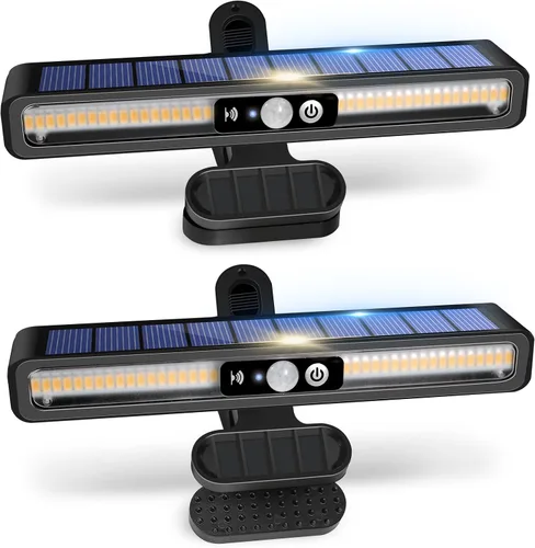 Miniatura 8 de Luces solares de movimiento con clip para exteriores, impermeables, paquete de 2 luces con sensor de movimiento para exteriores con 36 LED, 3000 K