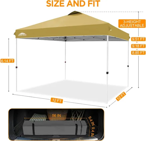 Miniatura 220 de EAGLE PEAK Tienda de campaña desplegable con bolsa de transporte con ruedas, 8 estacas, 4 cuerdas, 4 bolsas de peso, toldo de tienda de campaña