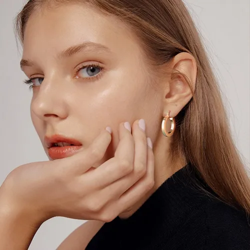 Miniatura 6 de Juego de aretes de aro chapados en oro real de 14 quilates, hipoalergénicos, gruesos y gruesos, joyería gruesa para múltiples piercings, regalo