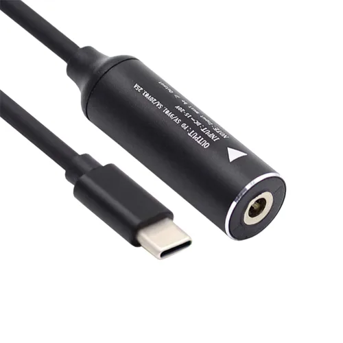 Miniatura 16 de cablecc 0.098x0.028 in Entrada DC Jack a USB-C Tipo-C Cable de carga de enchufe de alimentación para PD 9V 15V 20V 65W Teléfono portátil