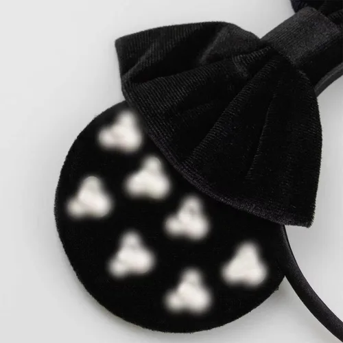 Miniatura 4 de Diadema de Orejas de Ratón de Terciopelo con Cuentas, Diadema de Lazo Negro para el Cabello con Perlas, Accesorio de Cabeza de Decoración de Fiesta