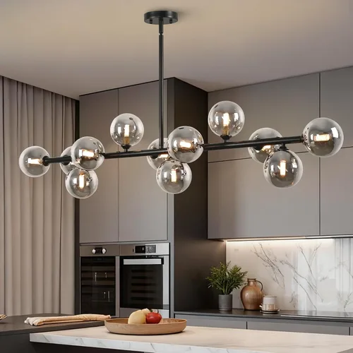 Miniatura 9 de Candelabros lineales para comedor de 10 luces, lámpara lineal moderna Sputnik, lámpara de techo Sputnik, luces de isla de 40 pulgadas para cocina