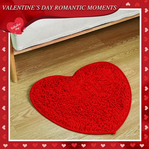 Miniatura 5 de 4 tapetes decorativos en forma de corazón para el día de San Valentín, 20 x 24 pulgadas, antideslizante, lavable, suave, esponjoso, tapete