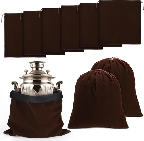 Miniatura 8 de Ferraycle 6 bolsas de almacenamiento plateadas antideslustre, tela para joyería, cubiertos, protección de cubiertos (18 x 18 pulgadas, color negro)