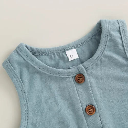 Miniatura 5 de Mameluco sin mangas para bebé recién nacido, de algodón, con botones, de burbujas, traje de verano