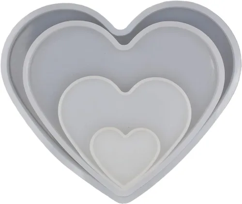 Miniatura 3 de Molde epoxi en forma de corazón de amor, tamaño 7.1 in, 5.9 in, 3.9 in, 2.0 in de resina de fundición de silicona (no corazón profundo)