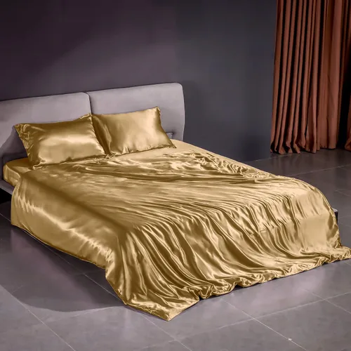 Miniatura 3 de THXSILK Juego de sábanas de 100% seda, juego de sábanas de 4 piezas de seda 7A+ de 22 momme 7A+, suave y transpirable, ropa de cama de lujo