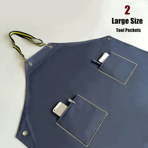 Miniatura 7 de Delantales de goma impermeables con bolsillos para lavavajillas, delantal impermeable para restaurante, correa ajustable para el cuello de 47