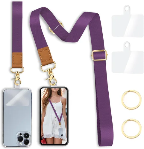 Miniatura 29 de Cordón cruzado para teléfono celular con correa para la muñeca, diseño de flores, para colgar alrededor del cuello, correa floral ajustable