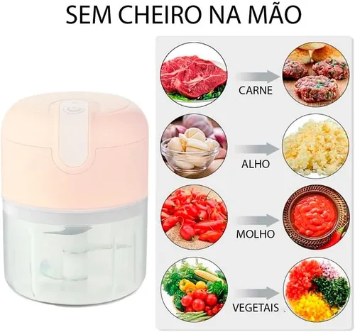 Miniatura 4 de Mini procesador de alimentos 3 cuchillas eléctrico 8.5 fl oz Usb (rosa)