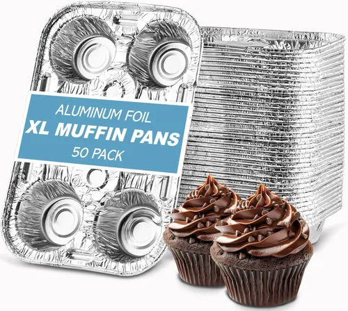 Miniatura 7 de PLASTICPRO Moldes de papel de aluminio para muffins reutilizables y desechables, molde de papel de aluminio para muffins y tartas