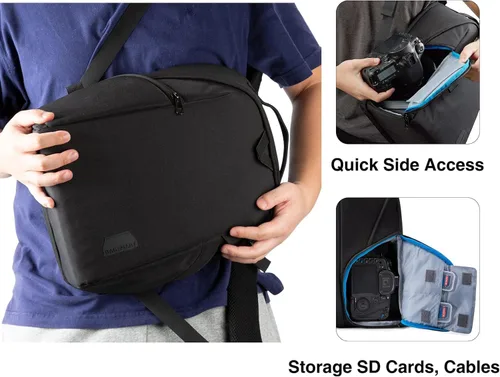Miniatura 5 de BAGSMART - Mochila para cámara DSLR o SLR, con espacio para láptop de hasta 13.3 pulgadas, impermeable (incluye funda para lluvia), incluye sujeción