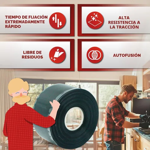 Miniatura 3 de XFasten Cinta autoadhesiva de silicona, para fusión 1 pulgada X 36 pies, negro