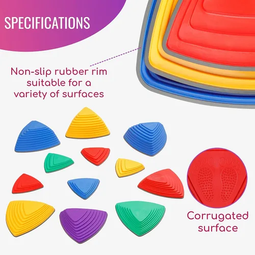 Miniatura 3 de 12 piezas de piedras antideslizantes para carreras de obstáculos para niños, para interiores y exteriores, patio de recreo sensorial