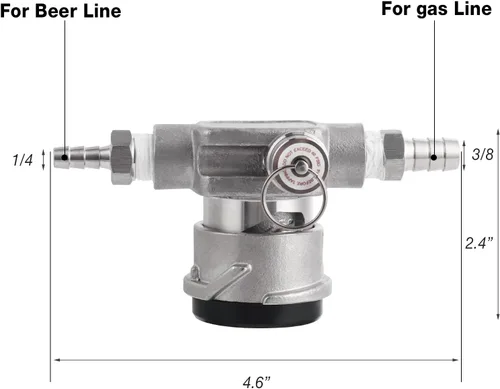 Miniatura 2 de Acoplador de barril de perfil bajo, acoplador de barril de acero inoxidable 304 con sistema D 304 que ahorra espacio, grifo de barril Sankey
