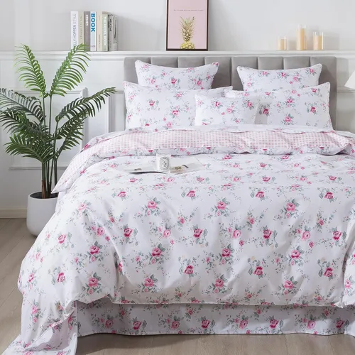 Miniatura 29 de FADFAY Juego de funda de edredón con estampado floral de roseta, juego de ropa de cama de encaje con volantes para niñas, 3 piezas, tamaño individual