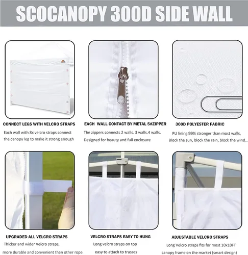 Miniatura 4 de SCOCANOPY Puerta para Marco de Toldo de 10x10 pies Un Diseño de Cremallera Central para Fácil Entrada y Salida, 1 Paquete Solo Puerta de Toldo