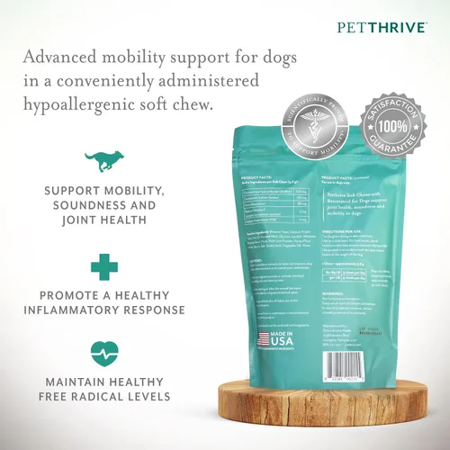 Miniatura 2 de Suplemento de apoyo para cadera y articulaciones para perros masticables suaves con resveratrol, glucosamina, condroitina, ácido hialurónico, sabor