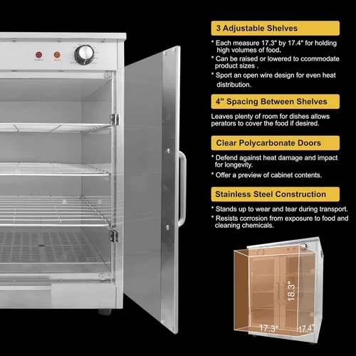Miniatura 4 de Calentador eléctrico de alimentos de 4 estantes con capacidad para (8) cajas de pizza de 16 pulgadas, gabinete calentado de mantenimiento