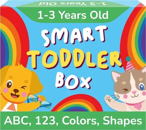 TOYVENTIVE Libros educativos, tarjetas flash y rompecabezas: regalos de cumpleaños para niños de 1, 2, 3 y 4 años, juguetes de aprendizaje y