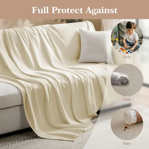 Miniatura 5 de Funda de sofá modular para perros, lavable para sofá de 2 cojines, funda de felpilla para sofá seccional, protector de muebles multiusos para niños
