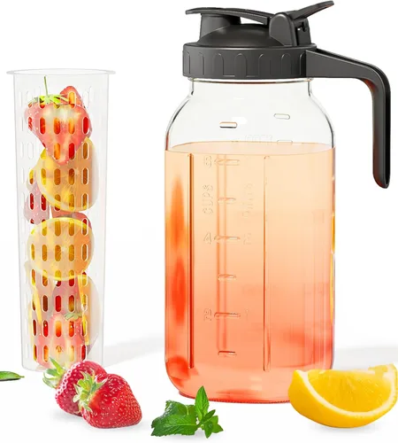 Miniatura 13 de Jarra Mason Jar de 64 onzas – Jarra de vidrio hermética y a prueba de fugas con tapa, perfecta para té helado, té solar, cerveza fría, leche
