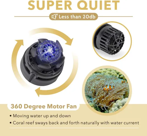 Miniatura 3 de hygger Mini Wave Maker - Cabezal magnético de CC para acuario con controlador de pantalla LED para tanque de agua salada, bomba de circulación