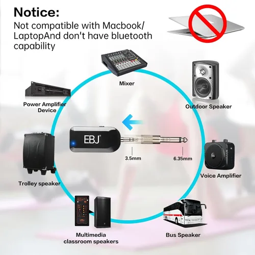 Miniatura 4 de EBJ Micrófono de auriculares inalámbricos 2.4G y micrófono de mano 2 en 1, transmisión estable de 98.4 ft, carga USB dual tipo C, compatible