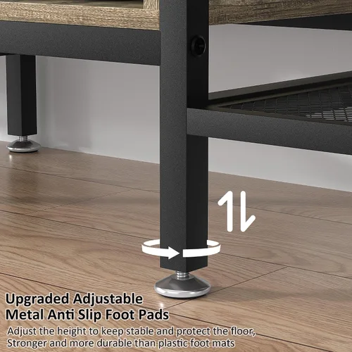 Miniatura 4 de VECELO Soporte de TV industrial para gabinete de televisión de 70 pulgadas, consola de 3 niveles con estantes de almacenamiento abiertos, marco