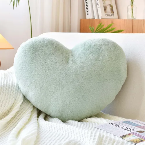 XVTRU Almohadas de corazón verde salvia, bonita almohada decorativa de corazón, almohadas decorativas en forma de corazón para cama, almohadas de