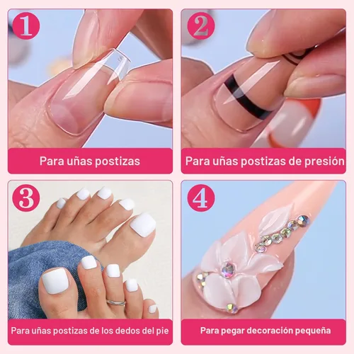 Miniatura 5 de Makartt Pegamento para uñas acrílicas, pegamento para aplicar con pincel para reparar uñas, pegamento profesional para uñas postizas de larga