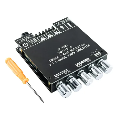 ZK-TB21 Amplificador de Subwoofer de 2.1 Canales Bluetooth 5.0 50W+50W+100W Placa de Amplificador TPA3116D2 Control de Aguda y Baja Estéreo