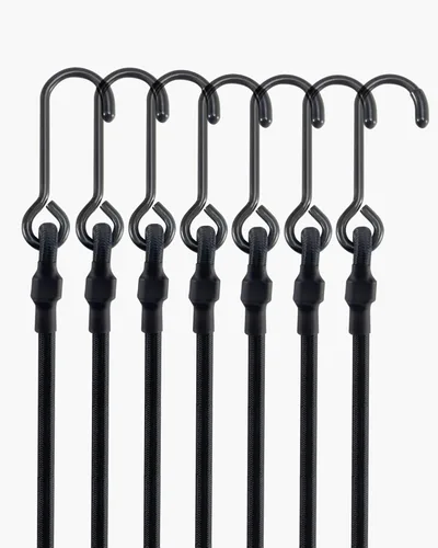 Miniatura 18 de Paquete de 4 cordones elásticos planos ajustables de 3 vías con ganchos, fácil de ajustar la longitud de los 3 lados, Lucky Straps 30 pulgadas
