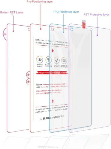Miniatura 5 de Paquete de 3 protectores de pantalla de TPU compatible con Samsung Galaxy Note 10 de alta definición de borde a borde (cobertura completa)