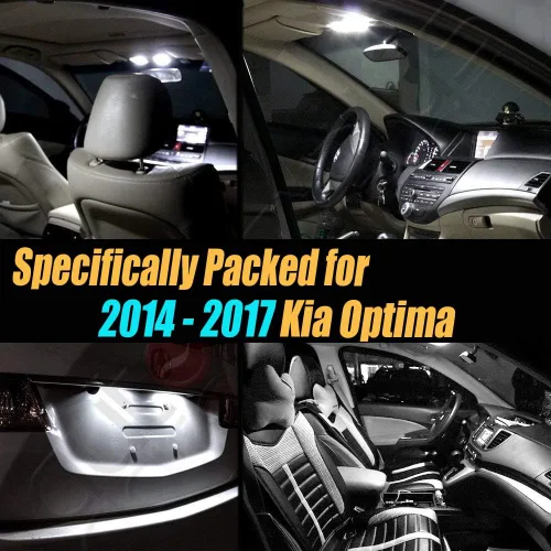 Miniatura 2 de Paquete de 14 luces LED para interior de coche, color blanco estupendo, 6000 K, compatible con Kia Optima 2014-2017