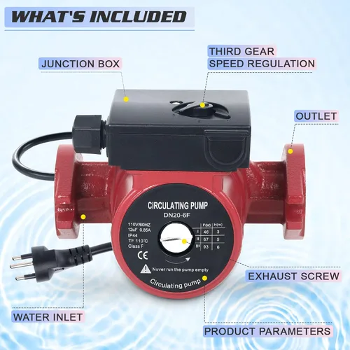 Miniatura 3 de BACOENG Bomba de recirculación de agua caliente con brida FNPT de 115 V, 1 pulgada, bomba de circulación conmutable de 3 velocidades para caldera