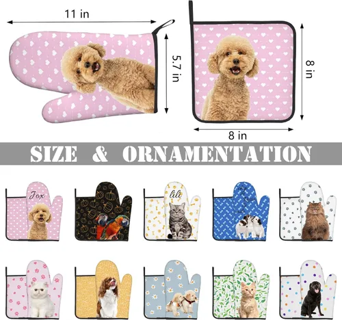 Miniatura 3 de Manoplas de horno personalizadas con soportes para ollas con nombre y foto personalizados, manoplas de horno resistentes al calor y al deslizamiento
