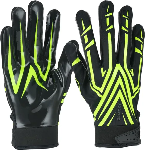 Miniatura 7 de Guantes de fútbol Graloky para hombres, mujeres y niños, guantes de fútbol juvenil, guantes de palma ultra adhesiva de silicona con agarre pegajoso