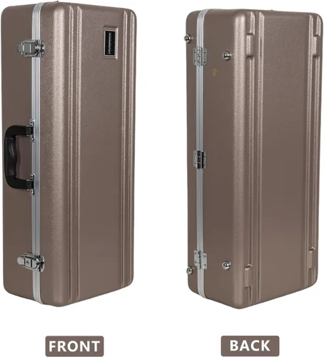 Miniatura 3 de Crossrock Funda para saxofón alto de ABS – Acabado champagne rectangular, interior de terciopelo burdeos, cerradura de seguridad y correa desmontable