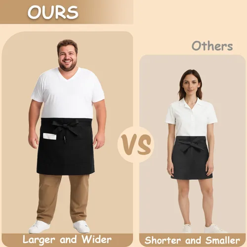 Miniatura 2 de Urby Delantales de cintura/medio para mujer con bolsillos talla grande delantal XL XXL o cintura W40+, mandiles para mujer para trabajo