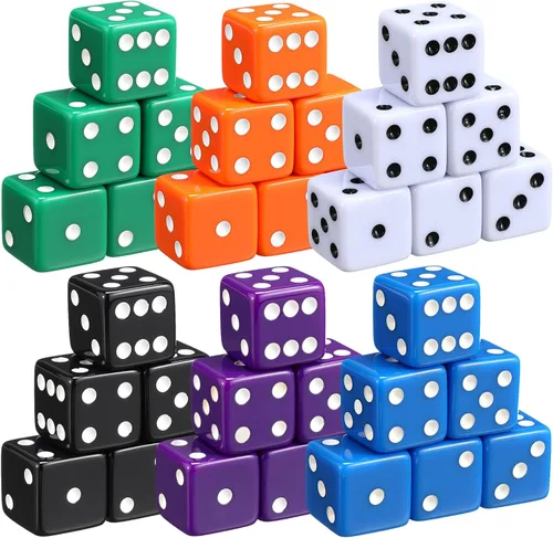 Miniatura 10 de Seenelling Juego de 36 dados para fiesta temática de casino de 0.79 pulgadas, acrílico grande, D6, opacos, a granel, para juegos de mesa