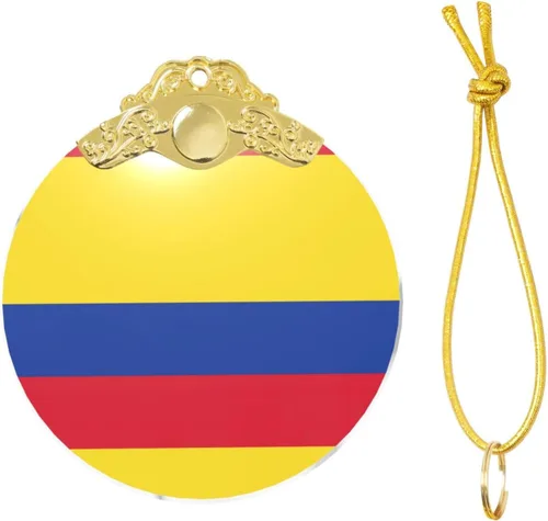 Miniatura 2 de Bandera de Colombia imprimir cristal redondo adorno de Navidad, colgante de cristal, decoración del árbol de Navidad o regalo