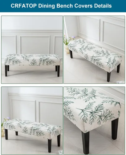 Miniatura 2 de CRFATOP Funda de cojín rectangular estampada para banco de comedor, elástica, extraíble y lavable, protector de banco tapizado para comedor, sala